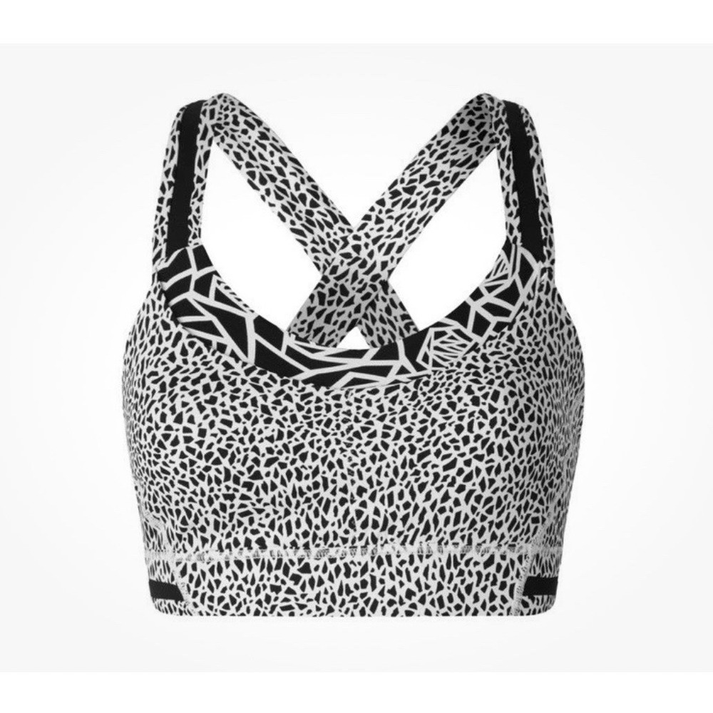 Lululemon Rack Pack Bra Miss Mosaic White Posey Black White Size 8‎